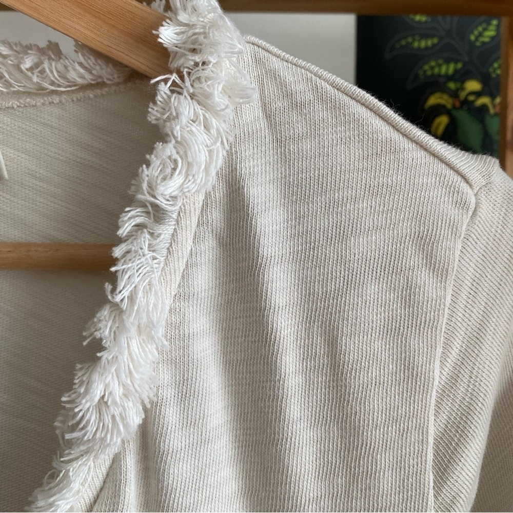 Spartina 449 Cream White Clara Convertible Fringe Cardigan Sweater XS - Picture 9 of 16